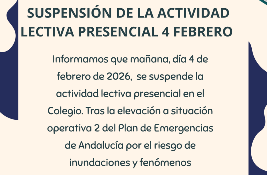 Suspensión de la actividad lectiva presencial 4 febrero 2026